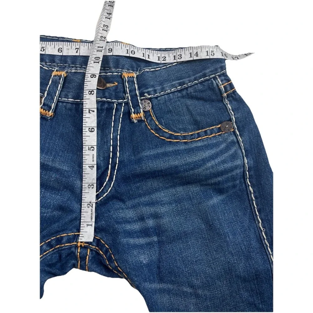 True Religion Joey Super T Mens 32x32 Made in USA Blue Straight Slim-Flare Y2K
